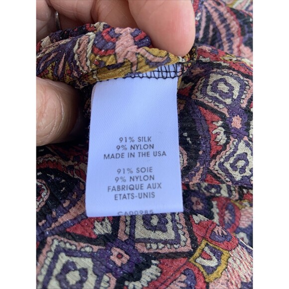 Nanette Lepore Sheer Silk Women’s Top Gold Flex Size 6 Boho Designer Flowy - Picture 12 of 12